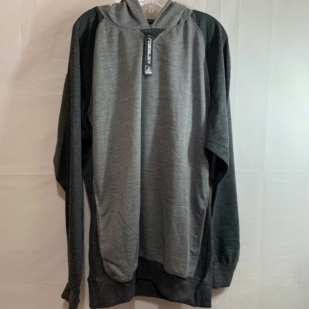 Roadblock Men Colorblock 2Tone Long Sleeve Hooded Sweatshirt Size XXL Light Grey